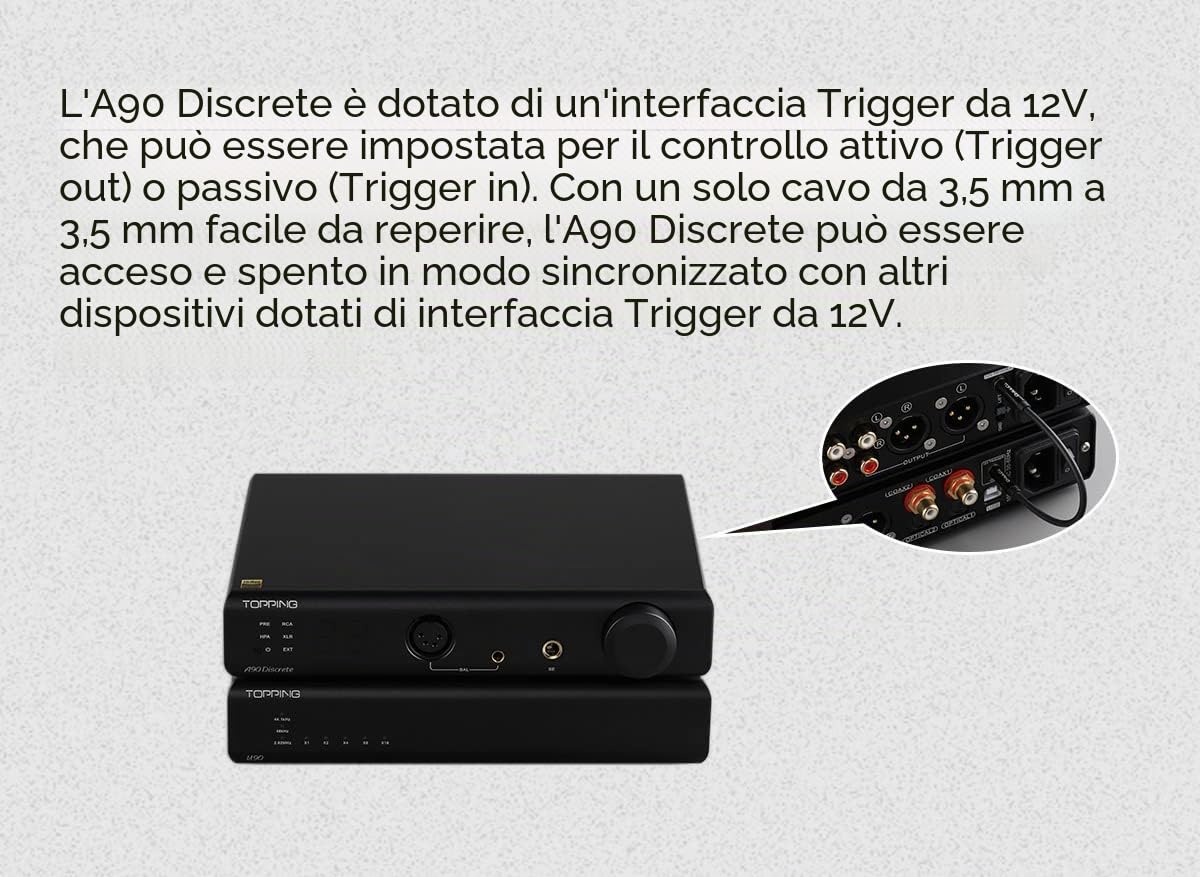 TOPPING A90 Discrete - Amplificatore per cuffie 4 pin-XLR 4,4 bilanciato NFCA completamente discreto 9800mWx2 Potenza di uscita 2 impostazioni di guadagno Nero
