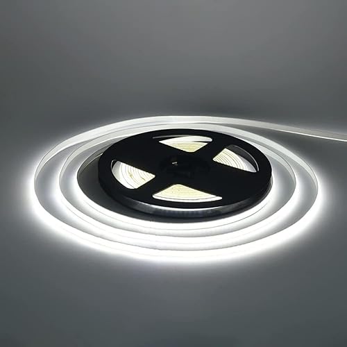 Miniatura 3 de XUNATA Tira LED COB de 13.1 pies13.1 ft, USB 5 V 320 LEDsM, tira LED flexible regulable de 6500 K, luz diurna blanca, banda LED COB, no impermeable,