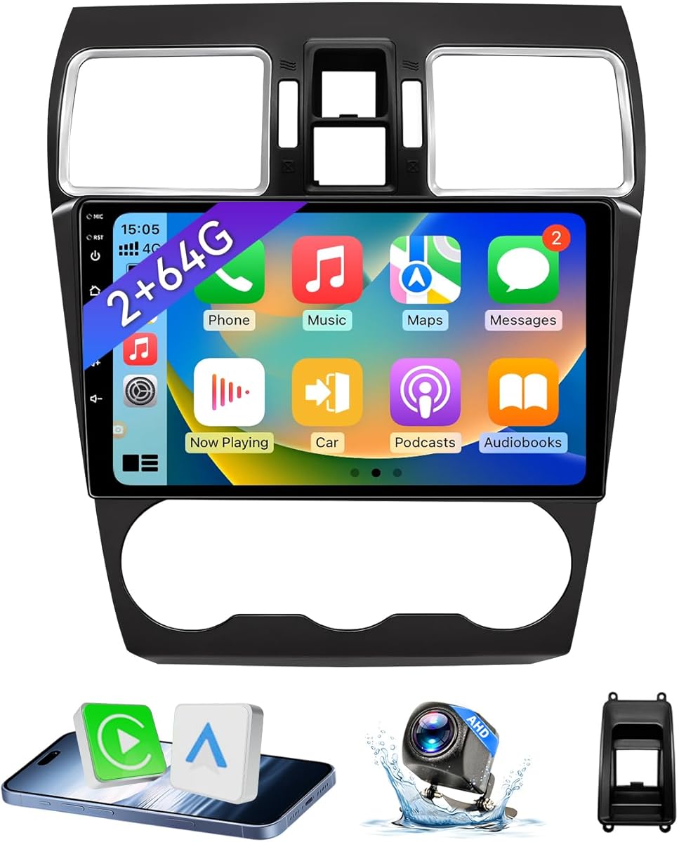 Android 13 Car Radio Compatible with Subaru Forester WRX Impreza STi 2016 2017 2018, 9" 2+64G Touch Screen Car Stereo with Wireless CarPlay Android Auto/WiFi/Bluetooth/GPS/Backup Camera
