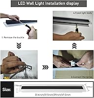 Vista 8 de Paquete de 2 luces LED de pared LED de 32 pulgadas de largo, 24 W, impermeable, IP65, blanco cálido, 110 V, lámpara de pared rectangular negra