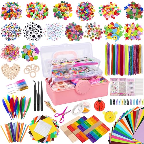 UCAMP Bastelset Kinder 3000+Stück Scrapbooking Bastelset mit Aufbewahrungsbox,Bastelzubehör Bastelmaterial Scrapbooking, Bastelbedarf für Kinder Bastelsets Mädchen Jungen 4 5 6 7 8 Jahre Geschenk