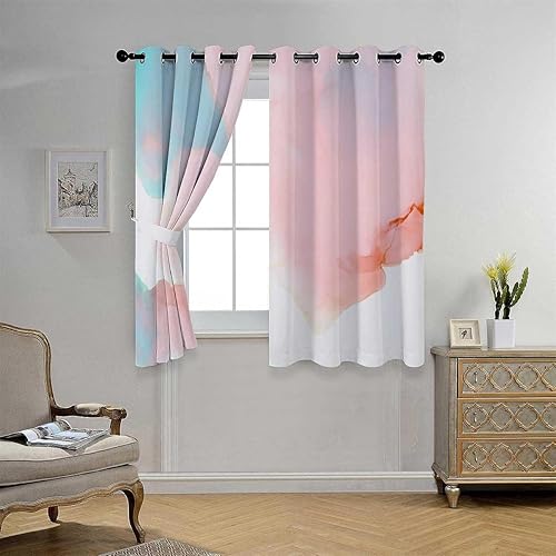 Cortinas De Cocina Modernas Red Watercolor Abstract Curtains for Doors Curtain Divider 110Inch Width by 96Inch Length,2 Panels
