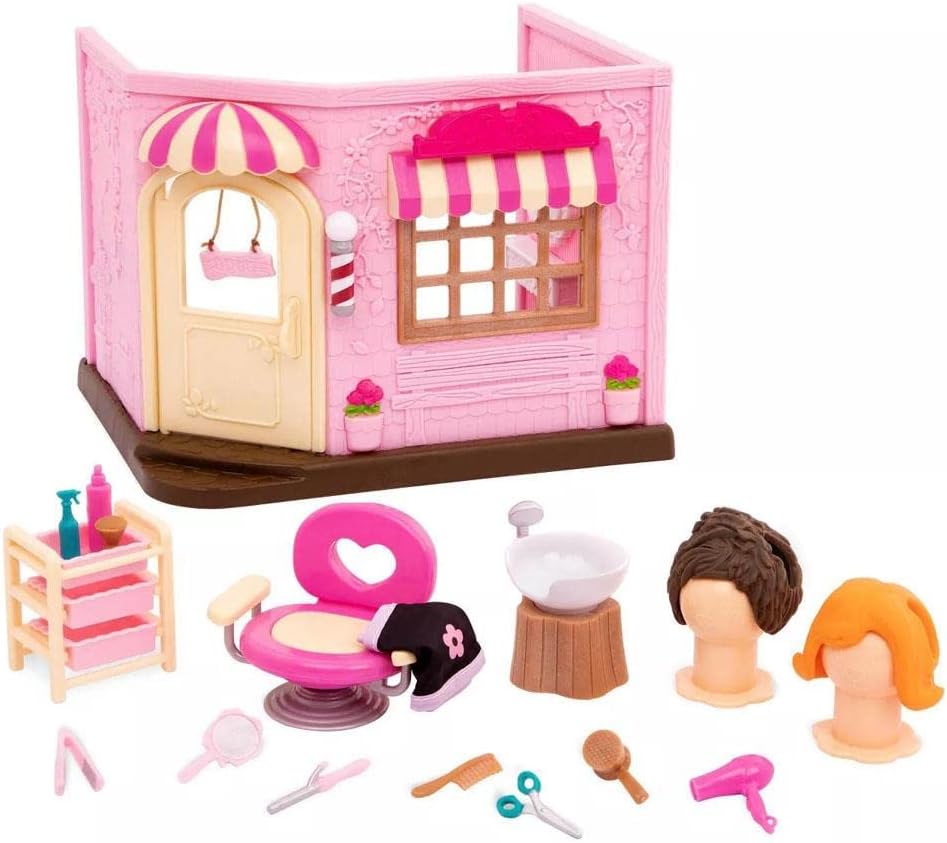 Li'L Woodzeez Baabaa Spa and Hair Salon Miniature Houses and Playsets 24 Pieces Set, Multicolour