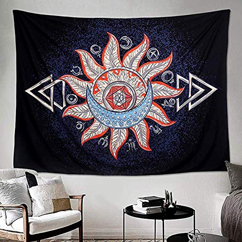 X-morrey Black and white mysterious tarot tapestry and sun and moon celestial dark tapestry indian mandala wall hanging decoration 200cmX148cm (Colorful Planet)
