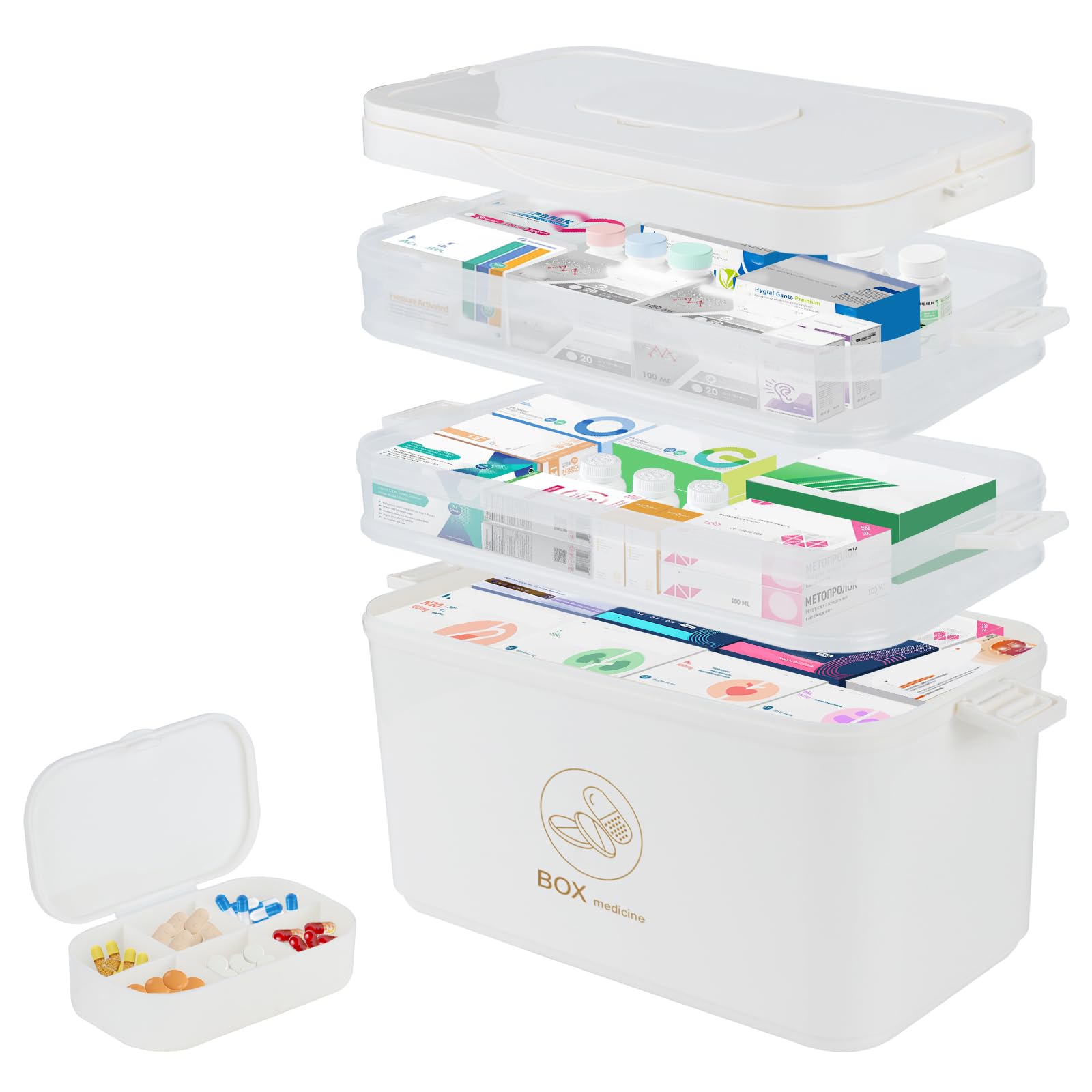 Botiquín Portátil de 3 Niveles para Medicamentos | Caja Organizadora Multifunción con Asa Cómoda, Dimensiones 30x16x24 cm, Ideal para Hogar, Viajes y Emergencias Cotidianas