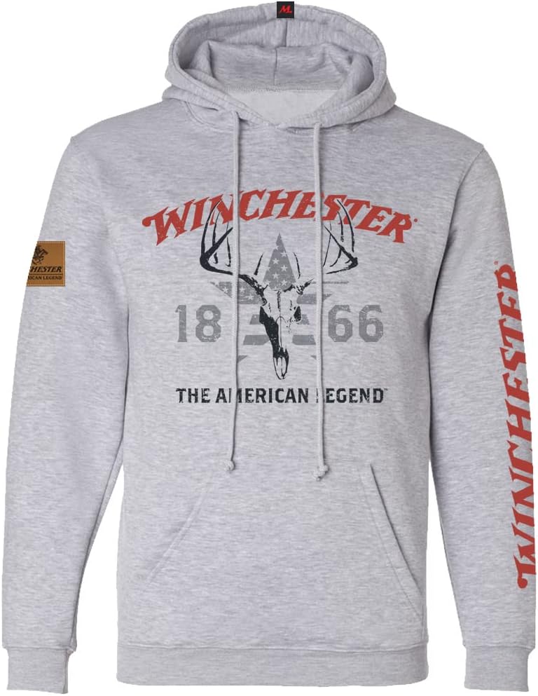 Winchester Legend Collection Skull Flag USA Printed Fleece Pullover Hooded Sweatshirt for Men, Women, Unisex