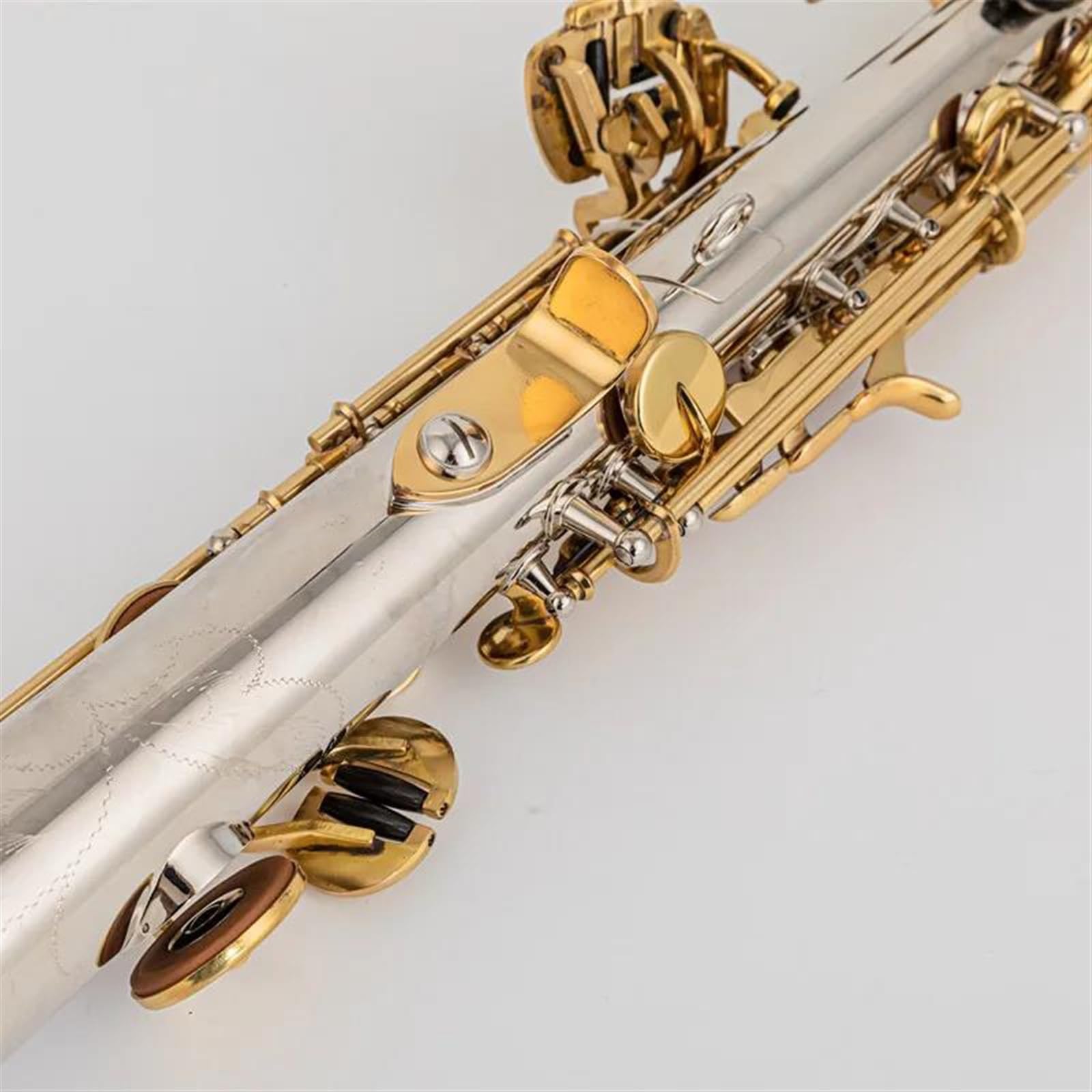 Saxofón Saxofón Soprano Llave Dorada Plateada Con Estuche Saxofón Soprano Boquilla Cañas Cuello (Color : Leather bag)