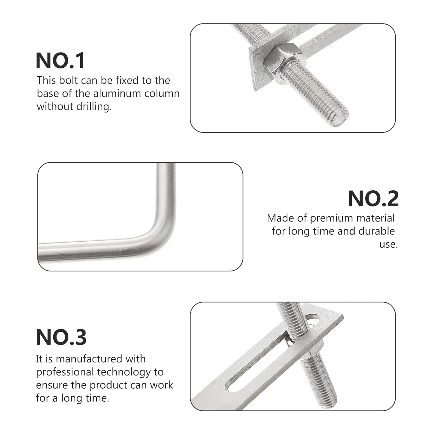 Ciieeo 4pcs Stainless Steel Right Angle U-Shaped Bolts M10x150x200mm Square U Tube Clamp Hardware for Industrial and Trailer Applications Random Style