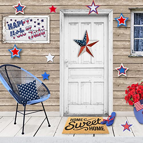 Image of 63 Pieces Patriotic Star Cutouts Red White and Blue Glitter Star Paper Cutouts Kit 4th of July Decoration for Independence Day Bulletin Board Classroom Wall Party Decoration Supply (Color A, 63)