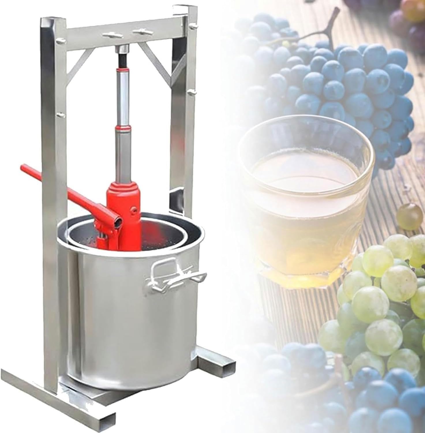 Presse à cidre en acier inoxydable de 12L avec vérin robuste pour une extraction de vin durable