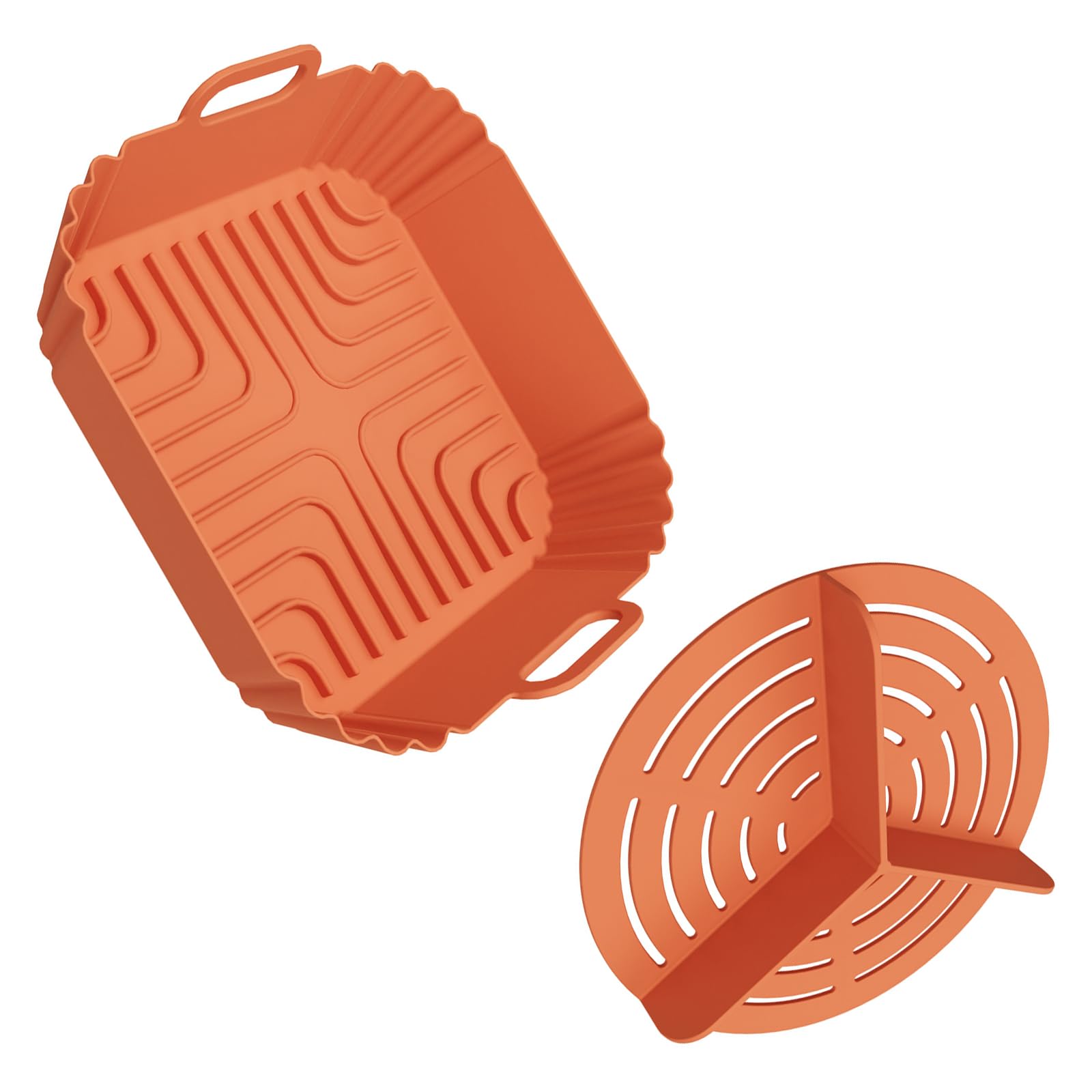 Carotoe Tangerine 2 Pack Liners Pots Liners Rectangular Air Fryers Basket Air Frying Machine Accessories For Enhancing Cooking Efficiency Safe Silicone Tray For Cooker