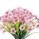 JEMONG 12 Bundles Artificial Flowers Outdoor UV Resistant Fake Flowers No Fade Faux Plastic Plants G