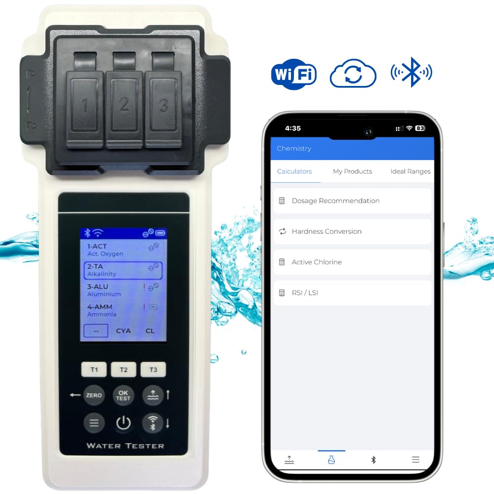 PoolLab 2.0 Extra-Zubehör (Aufbewahrungskoffer & Wasserstandsausgleicher) – Pool Wassertestgerät – 27 Parameter – WiFi, Bluetooth, App – Für Pool, Spa und Whirlpool