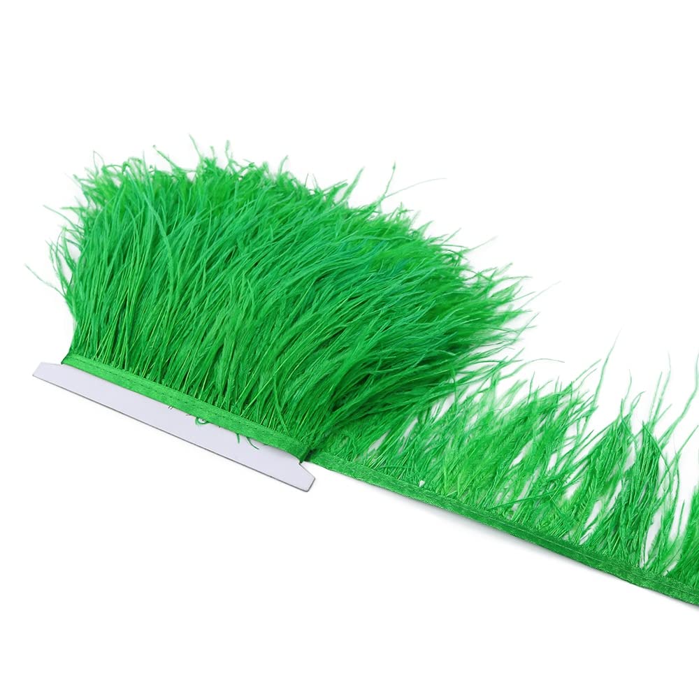 Ostrich Feather Tapite, Wstążka Barwiona Fluffy Fringy Fruby Plume Satin Taśma Tapeta Przycinanie, Rzemiosło do szycia Faux Natural Barwione Akcesoria Selvedge (1 0m, 8-10 cm)