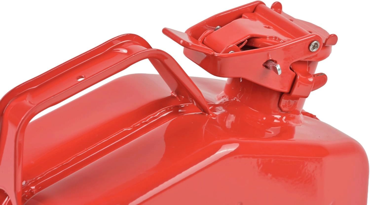 Bidón de combustible de 5/10/20 litros - Depósito de combustible metálico portátil con asa de 3 capas | Apto para coches, camiones y motocicletas, con boquilla extendida - Rojo(5L)