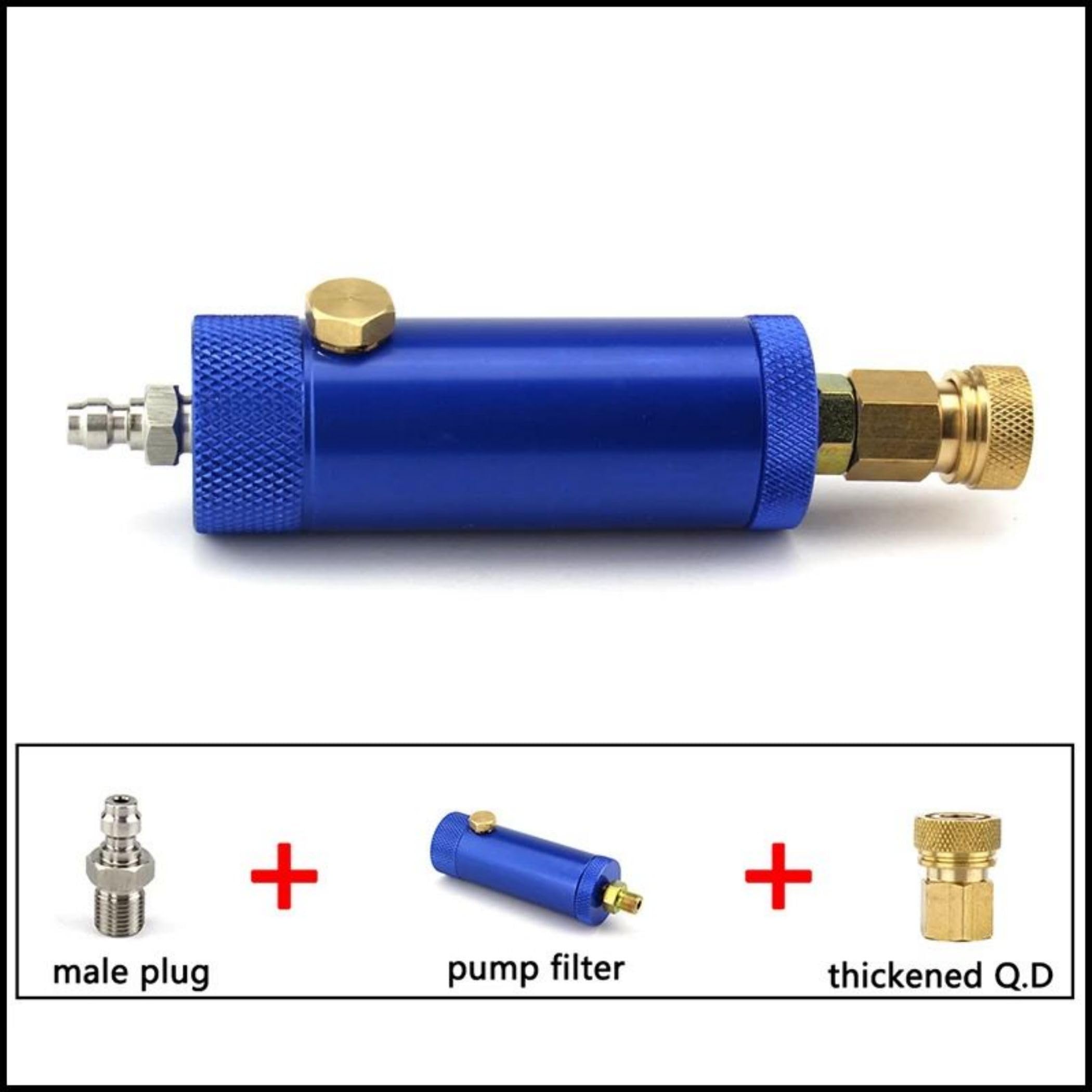 TUXING 4500Psi 300Bar 30Mpa Pompe à main PCP Paintball Filtre Compresseur d'air PCP Séparateur d'eau et d'huile Filtre de plongée Purifier l'air avec tuyau(bleu)
