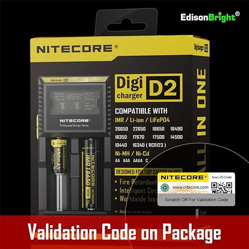 Miniatura 5 de Nitecore D2 cargador inteligente versión 2015 con pantalla LCD para Li-ion, IMR, LiFePO4 26650 22650 18650 17670 18490 17500 18350 16340 RCR123