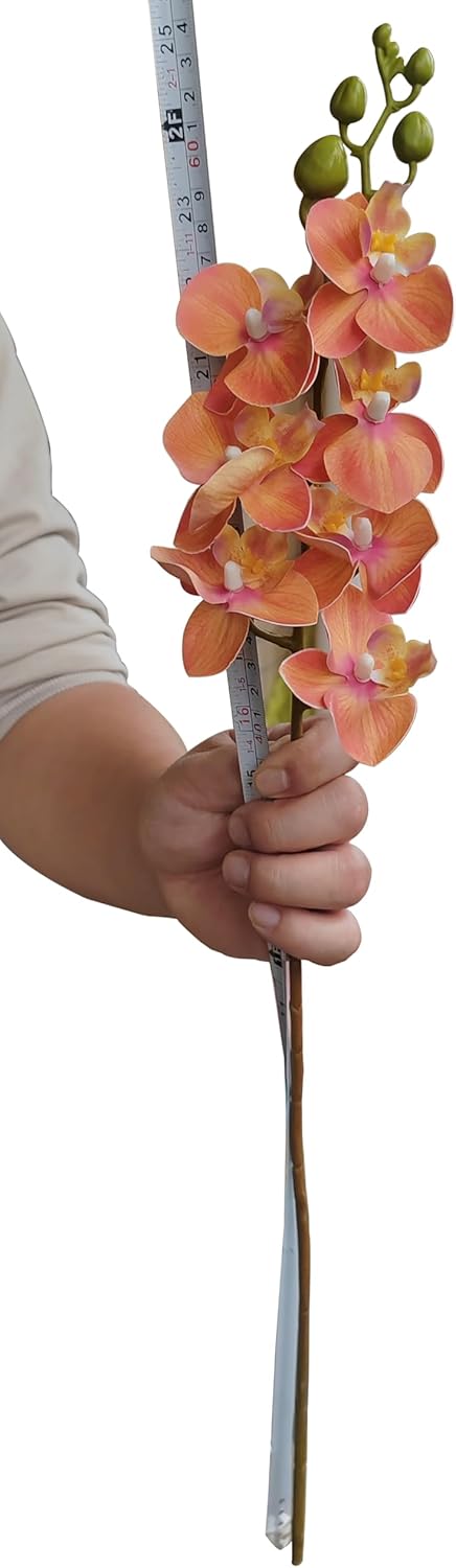 10 Pcs 3D Artificial Phalaenopsis Mini Latex Orchids for Wedding Home Decor (Orange)