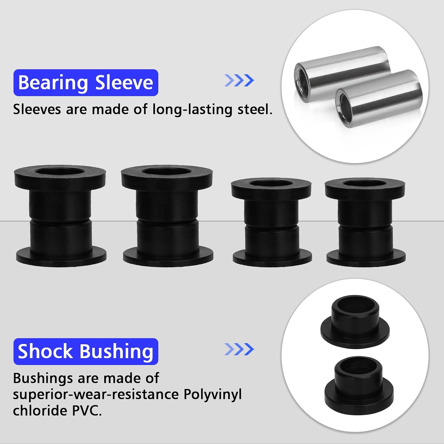 JERBOR Upgraded 16Pcs Front & Rear Shock Absorber Bushings Sleeve Kit, ATV Shock Bushing Fits for Polaris Ranger 500/570/700/800/900/1000 Diesel PRO XD Crew Full-Size 2009-2024