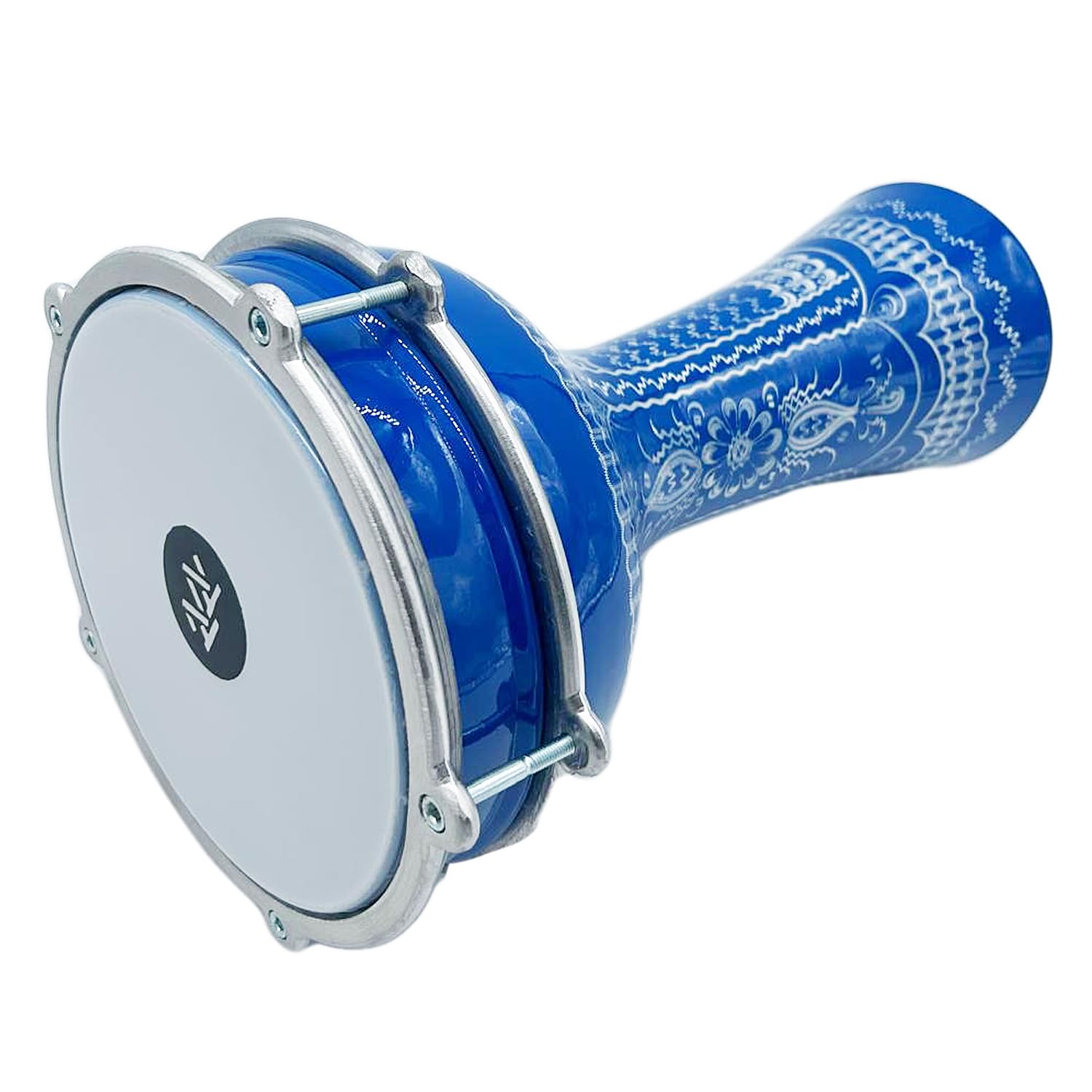 40,6 cm Länge Aluminium Darbuka, 20,3 cm Stimmbarer Synthetikkopf, türkische Doumbek Trommel (blau – Gravur)