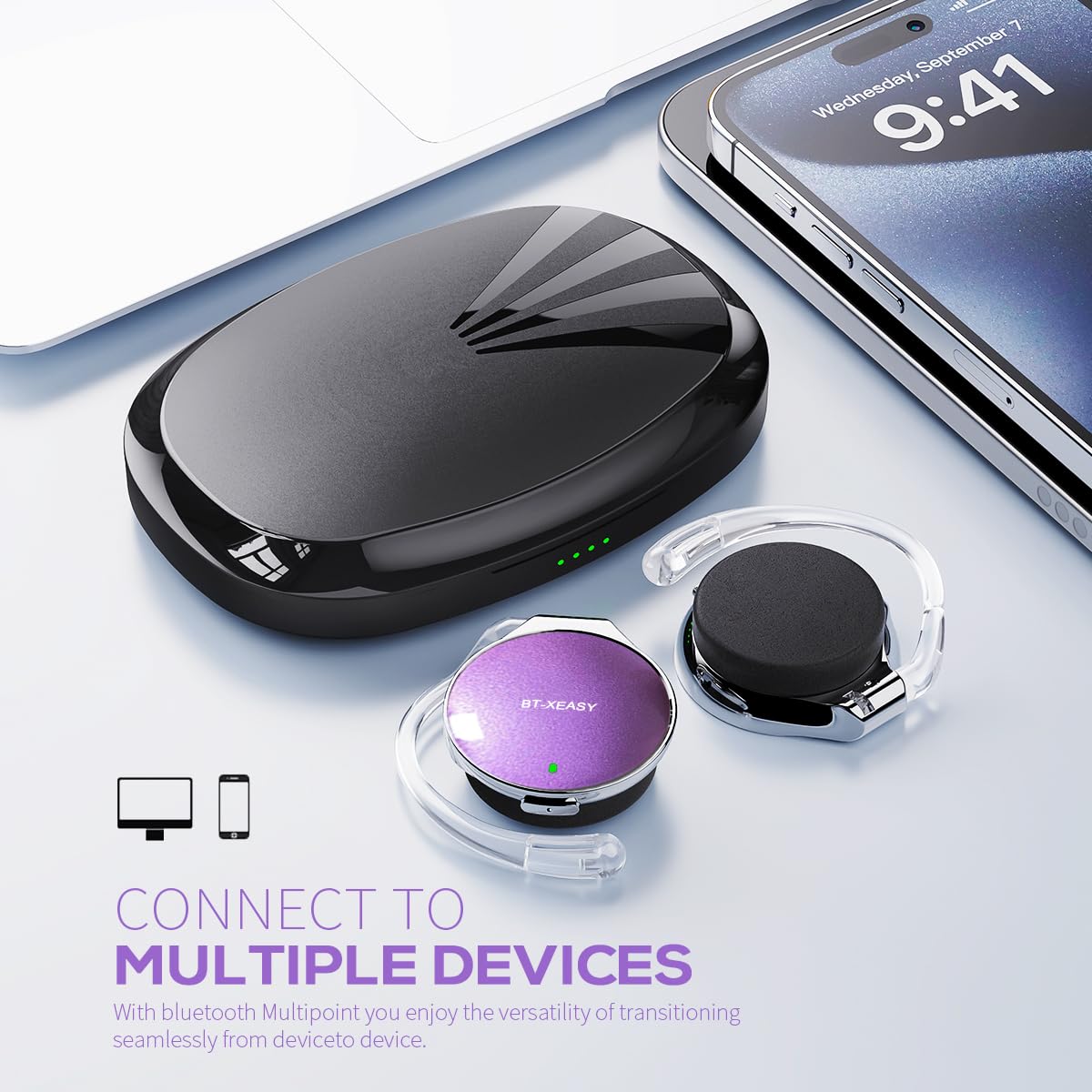 Open Ear Wireless Bluetooth 5.4 Earbuds - 52Hrs Playtime Over Ear Clip - Dettaglio