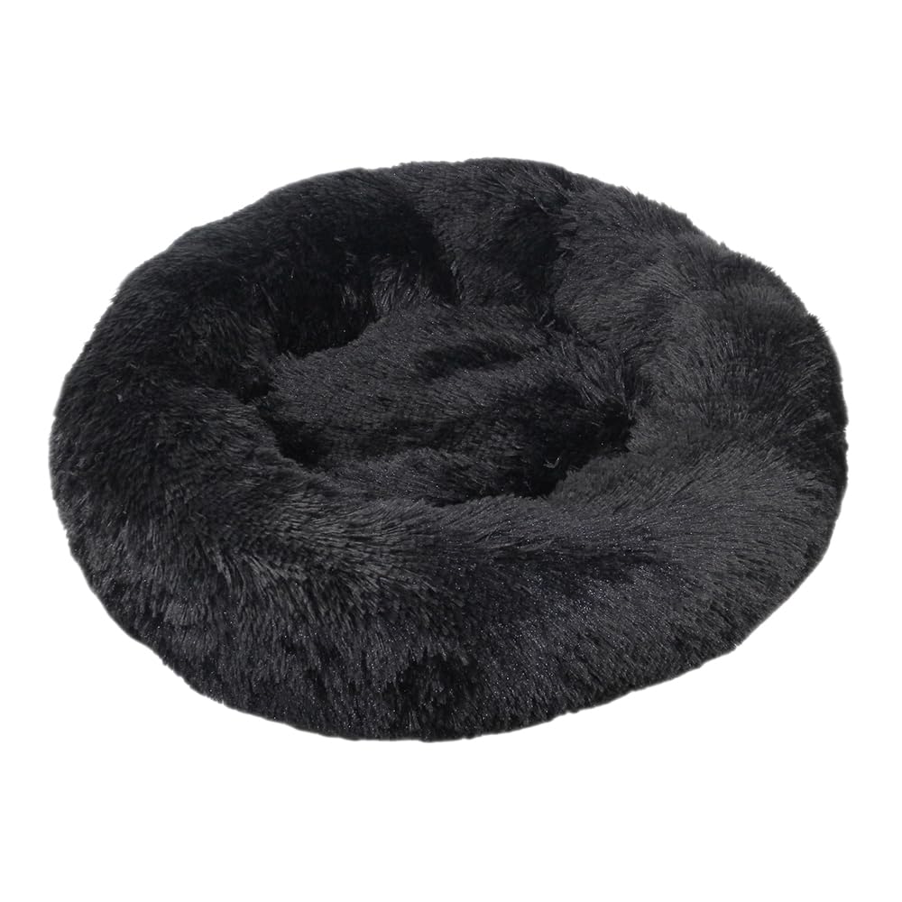 DOTBUY-SHOP Large Dog Bed Washable, Soft Comfy Cat Bed Felt Donut Dog Bed, Pet Bed With Slip-Resistant Bottom, Orthopedic Dog Beds Gift for Small Dogs and Cats (80cm,Black)