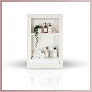 16" x 24" Pure White Luxurious Recessed Marbel Shower Wall Niche for Bathroom – Modern Marble Niche Shelf for Bathroom (Pure White)