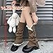 CHERSE Womens Leg Socks with Button Retro Knit Y2K Leg Warmers Vintage High Leg Knee Warmer Socks 80s Outfit for Women Party (Khaki)