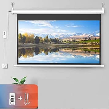 80-Inch Electric Projector Screen Full HD 3D Electric Motorised Projector Screen Motorized Retractable W/Remote Control