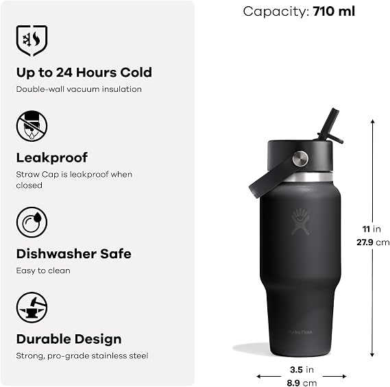 Hydro Flask – Wide Flex Straw Travel Bottle 710ml (24 oz)