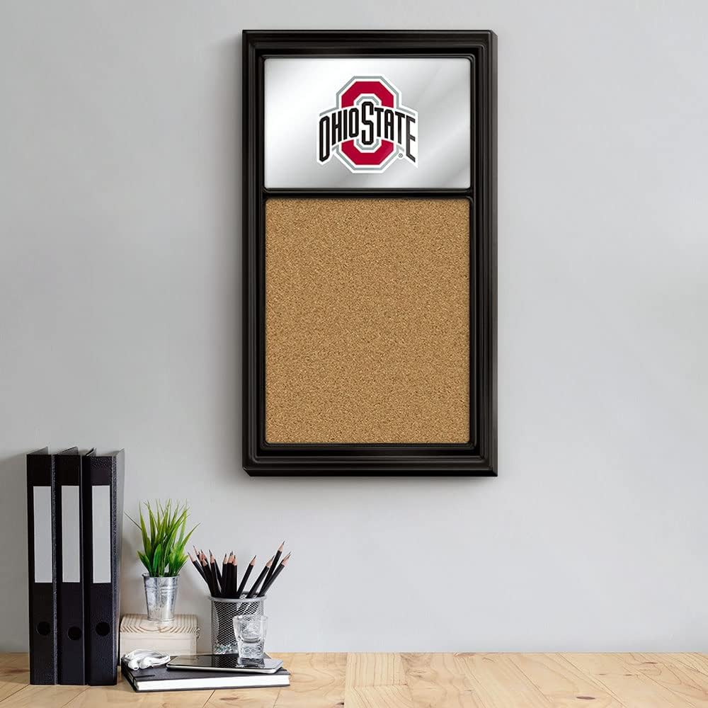 The Fan Brand NCAA Ohio State Buckeyes - Mirrored Cork Note Board - Sports Team Bar Sign Décor: Home, Dorm, Garage, Office, Fan Cave