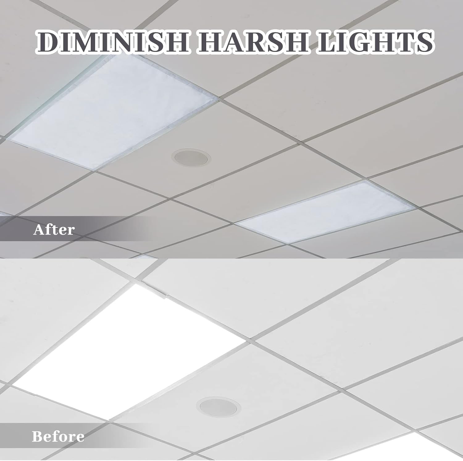 Hortsun 4 Pack Fluorescent Light Covers 4 x 2 Feet Magnetic Light Cover for Drop Ceiling, Fluorescent Ceiling Shade Filters for Office Classroom Home Hospital Decor(Gray)