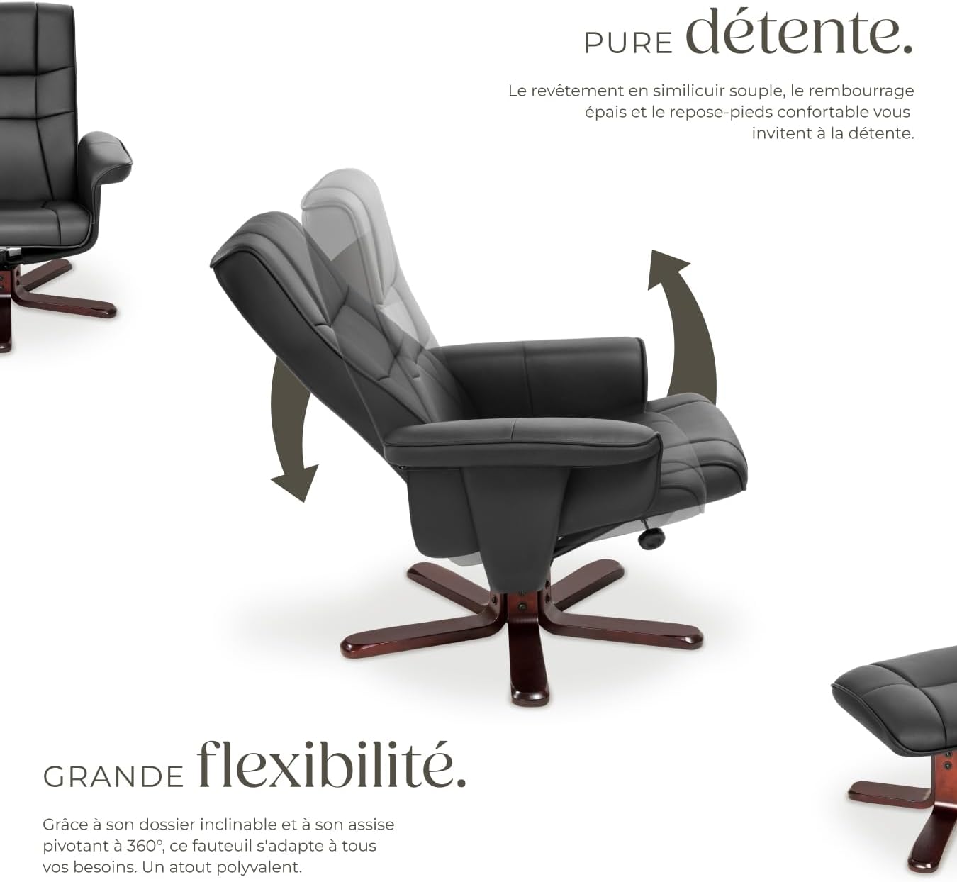 Détail repose-pieds du fauteuil tectake