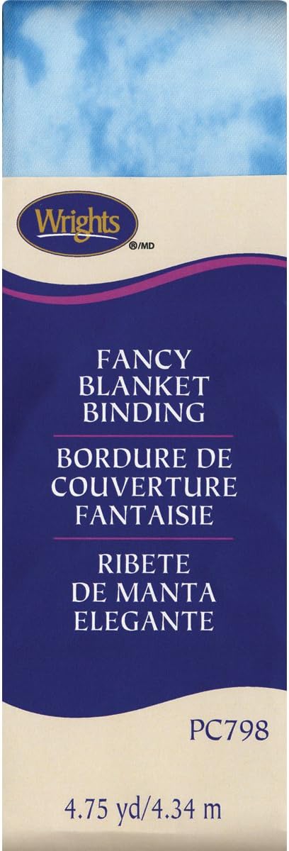 Wright Products Wrights 117-798-2307 Single Fold Satin Fancy Blanket Binding, 2 by 4-3/4-Yard, Tie-Dye Blue
