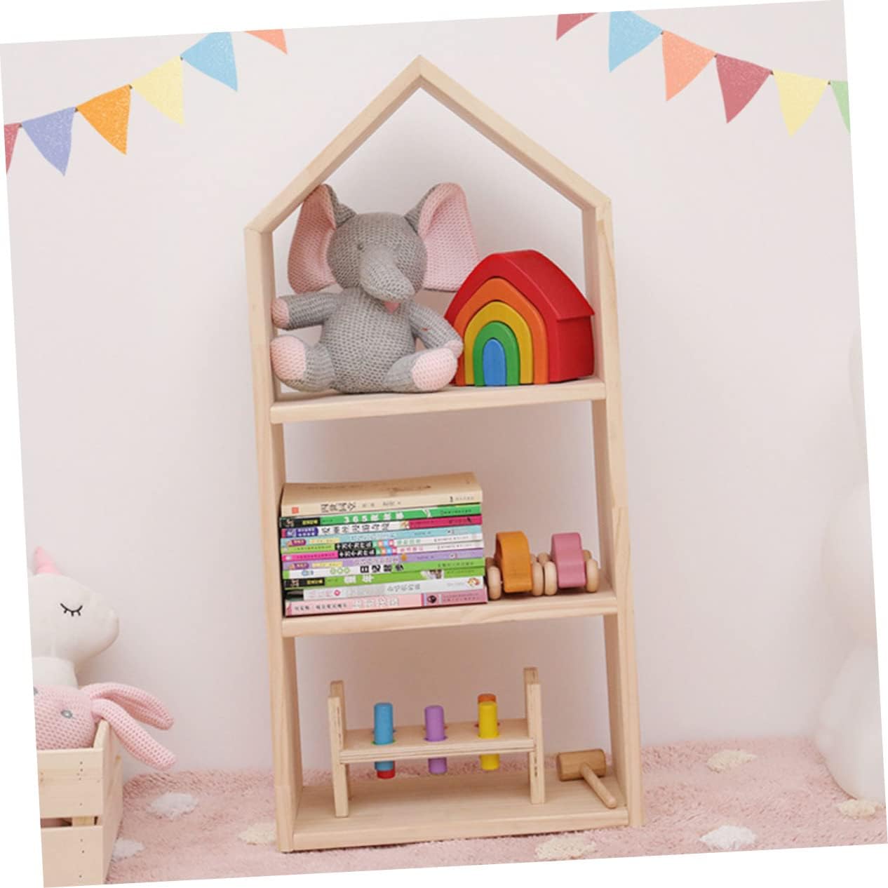 男の子と女の子用木製収納ラック おもちゃオーガナイザー 省スペース 靴収納 寝室装飾 耐久性 お手入れ簡単