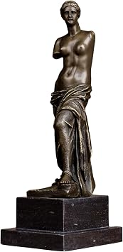 Vintage Venus de Milo Bronze Sculpture with Marble Base - Bronze Statue of Greek Goddess Symbolizing Love, Perfect Vintage Art Deco Gift for Home, Office, or Gallery Decor 12.6-inches