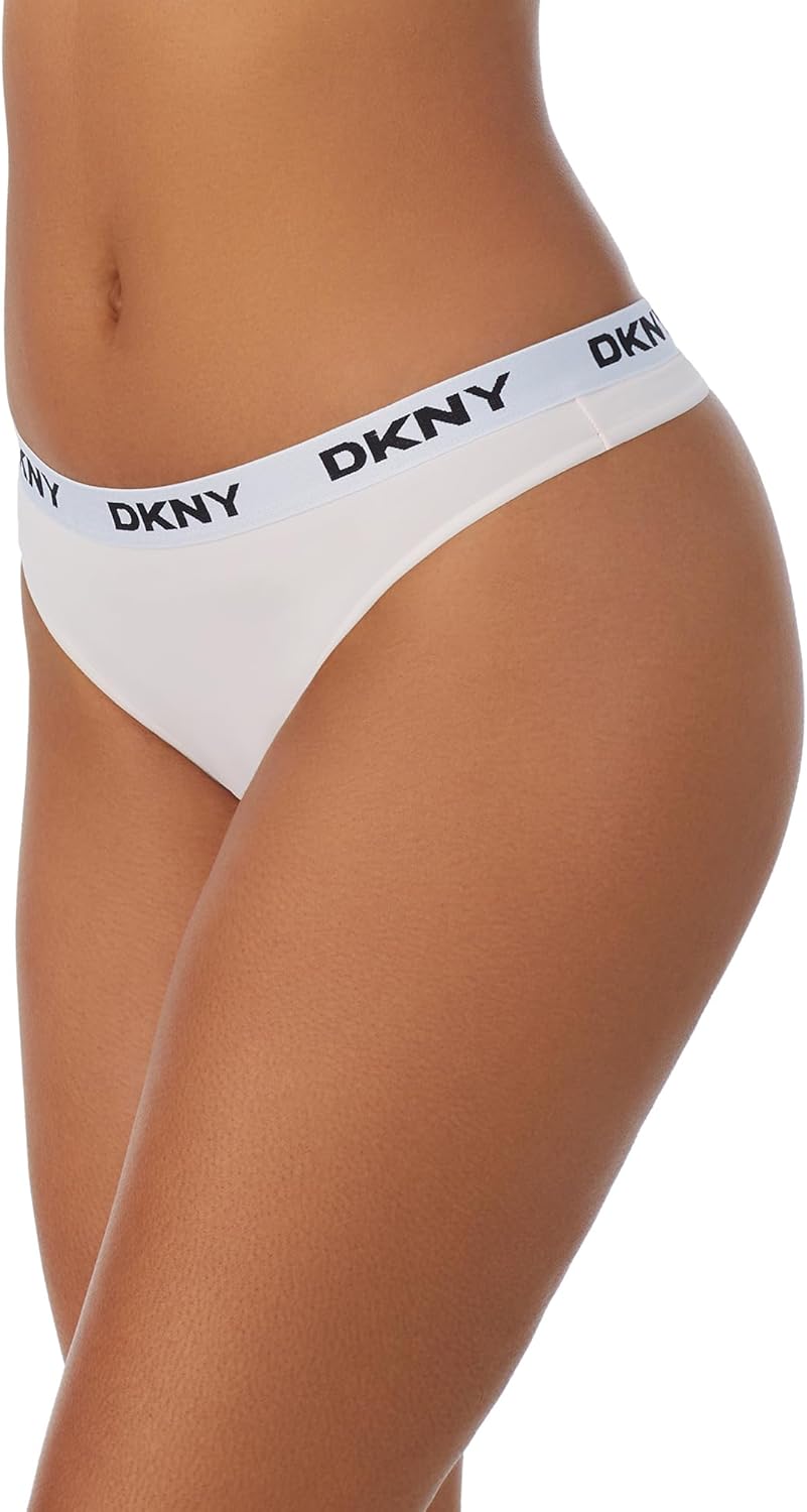 DKNY womens Microfiber Contrast Logo Thong - Image 3