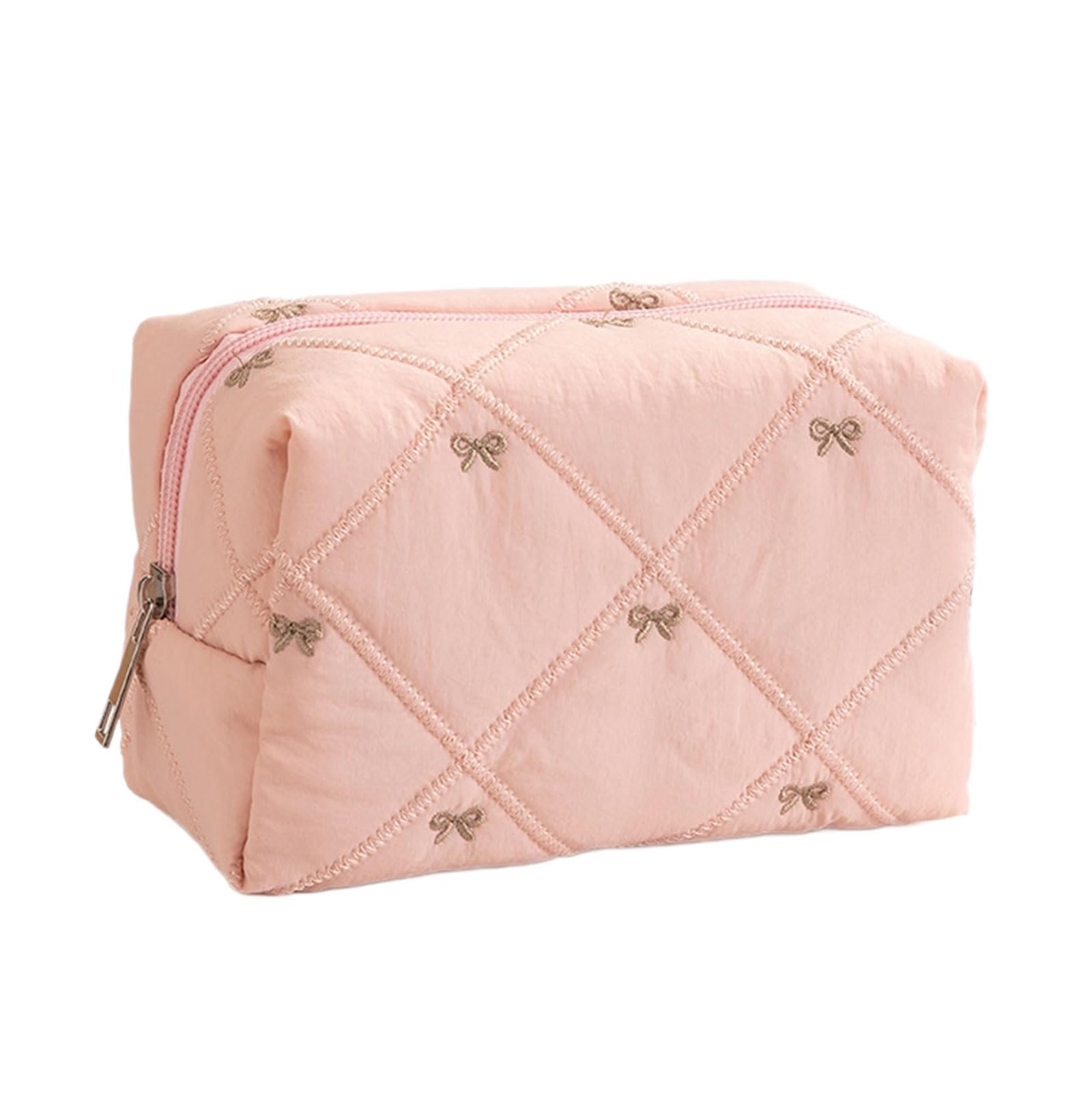 LUCKGONI Spacious Waterproof Polyester Travel Toiletry Bag Featuring Elegant Bowknot Quilting and Multiple Compartments