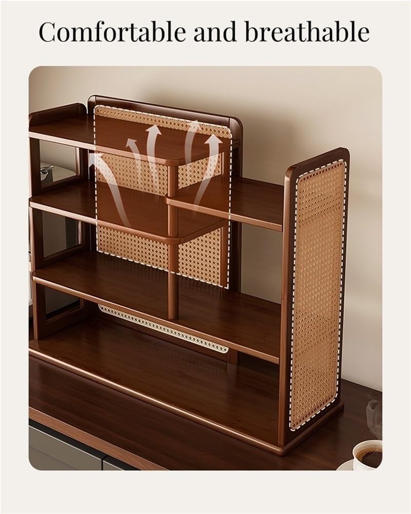 Generisch Tassenhalter, mehrstöckiges Kaffeetassenregal aus Rattan & Teetassenhalter aus Bambus – rustikaler Aufbewahrungsschrank für Wohnzimmer, Küche & Wohnaccessoires – Organizer im Vintage-Stil