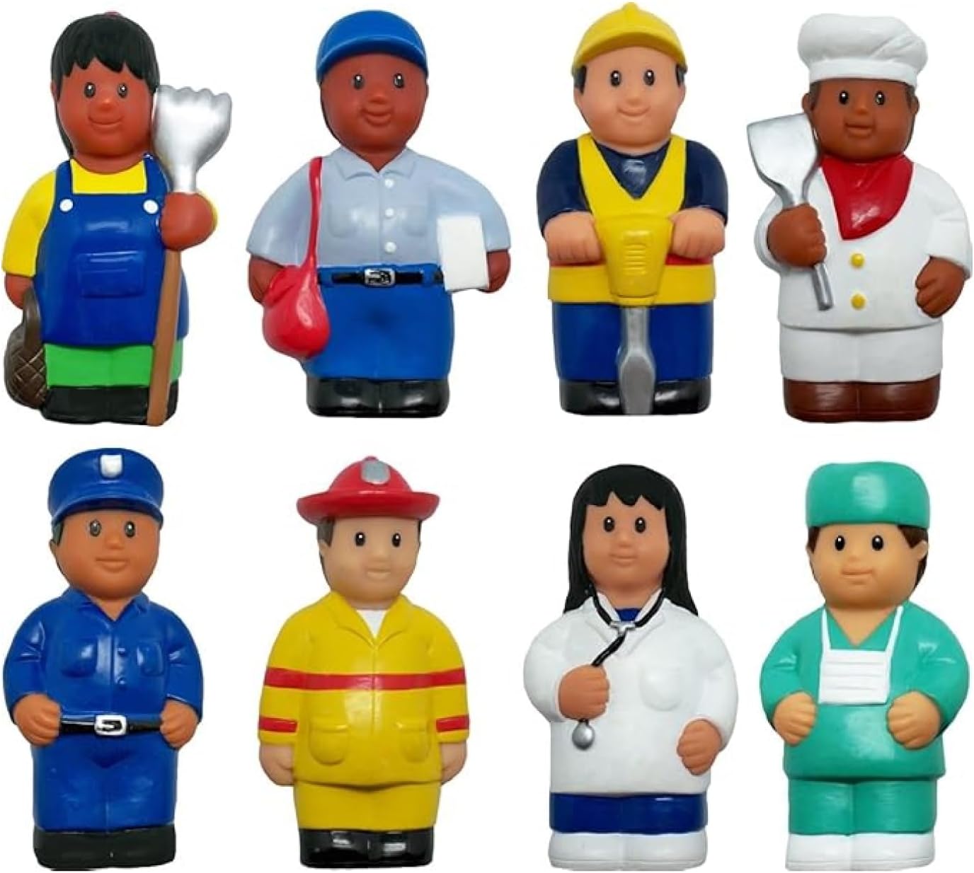 620 Multicultural Career Figures Set of 8-5" Chunky Community Helper Toys for Toddlers, Preschool, Daycare, Classroom Learning & Imaginative Play