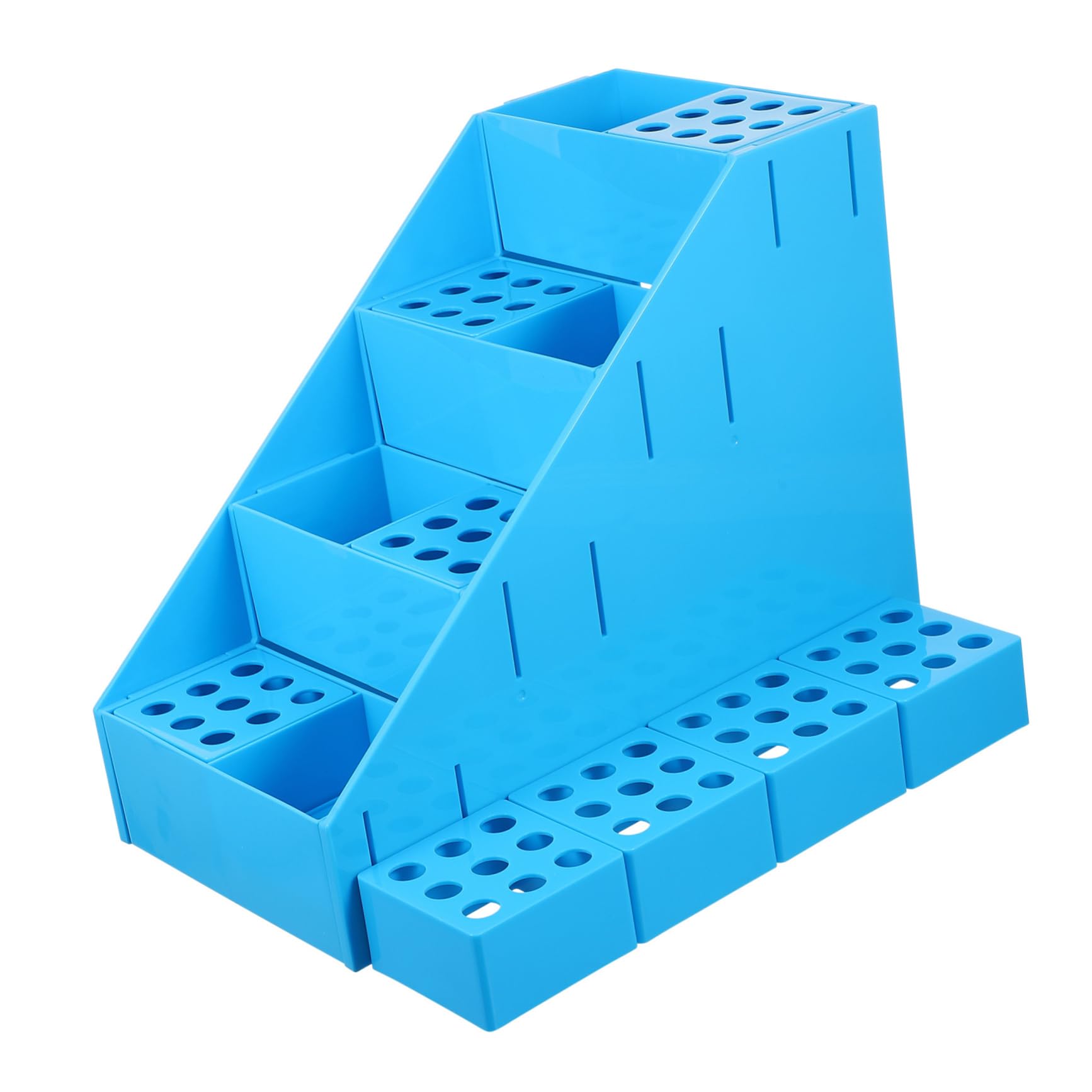 OUNONA Portaprovette Da Laboratorio Trapezoidale a 72 Fori, Supporto Smontabile Per Provette Da 5 Ml e 10 Ml, Organizzatore Pratico Per Uso Domestico, Scolastico e Di Laboratorio