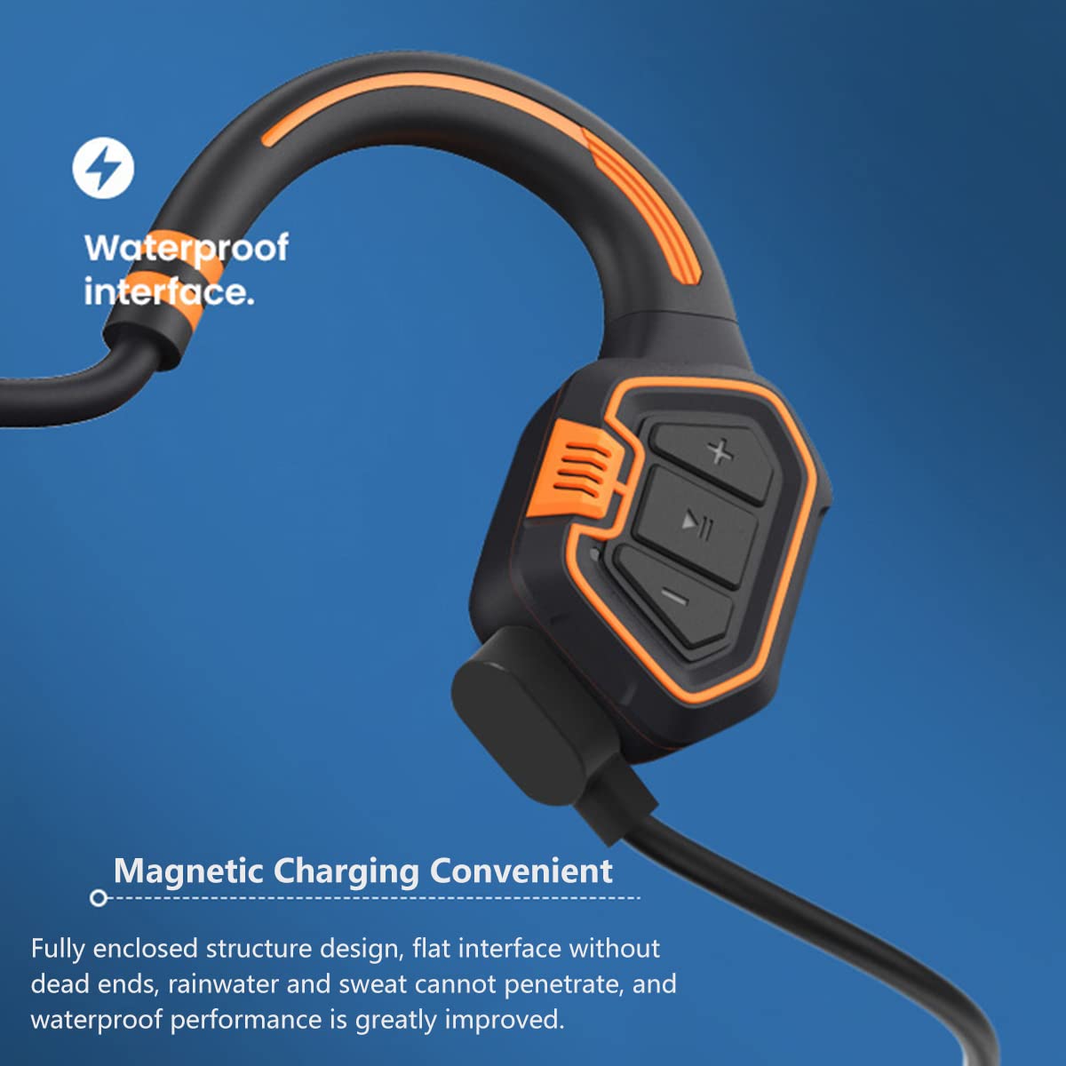 Casque Sans Fil Conduction Osseuse Bluetooth 5.1 IPX8 Étanche Sport, Écouteurs Natation 16Go MP3, Oreille Ouverte Bleu