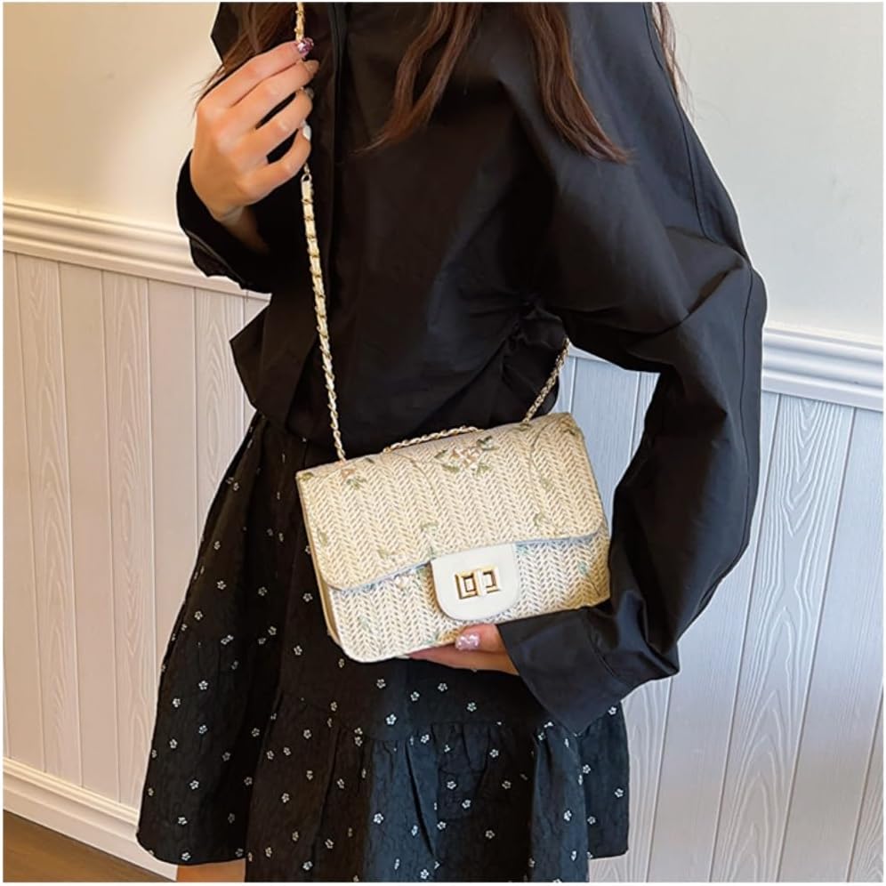 ストローバッグ テンパメンタル ファッション デザイン ウエスタンスタイル 無地 ストロー テクスチャー クロスボディ バッグ スト