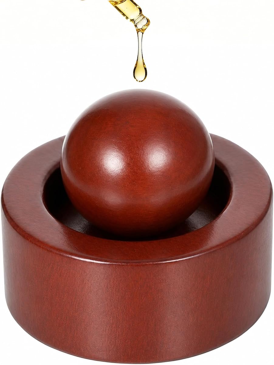 Walnut Wood Passive Essential Oil Diffuser | Natural Walnut Wood, Passive Waterless Design, Compact Round Shape, Cordless and Portable, for Car, Desk, Office, or Travel