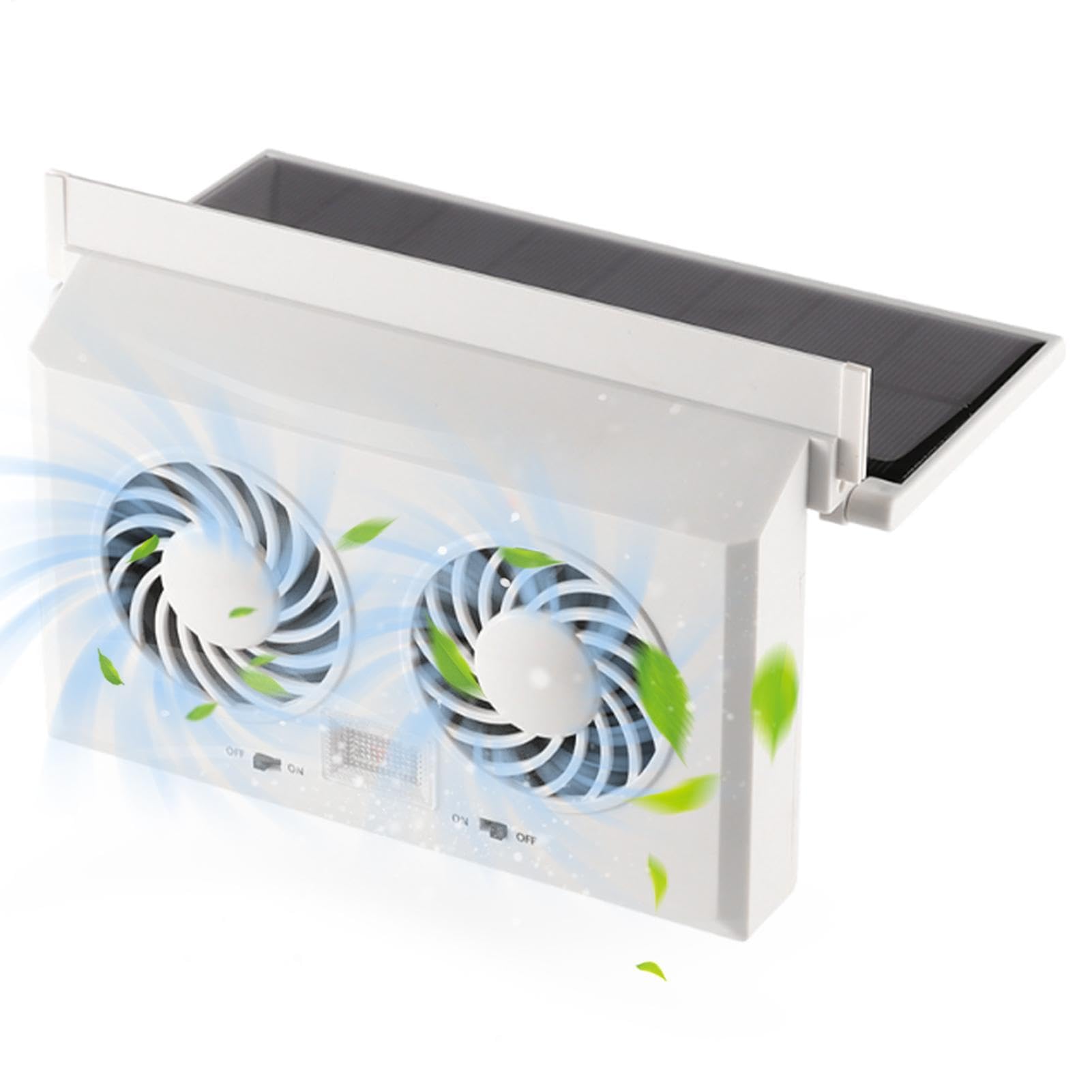 Ventola per finestrino auto – Raffreddamento ad energia solare da 8,07x5,12 pollici, ventilazione a doppia testa, ventole amplificate accessorie di facile installazione | Amplificatore di cir