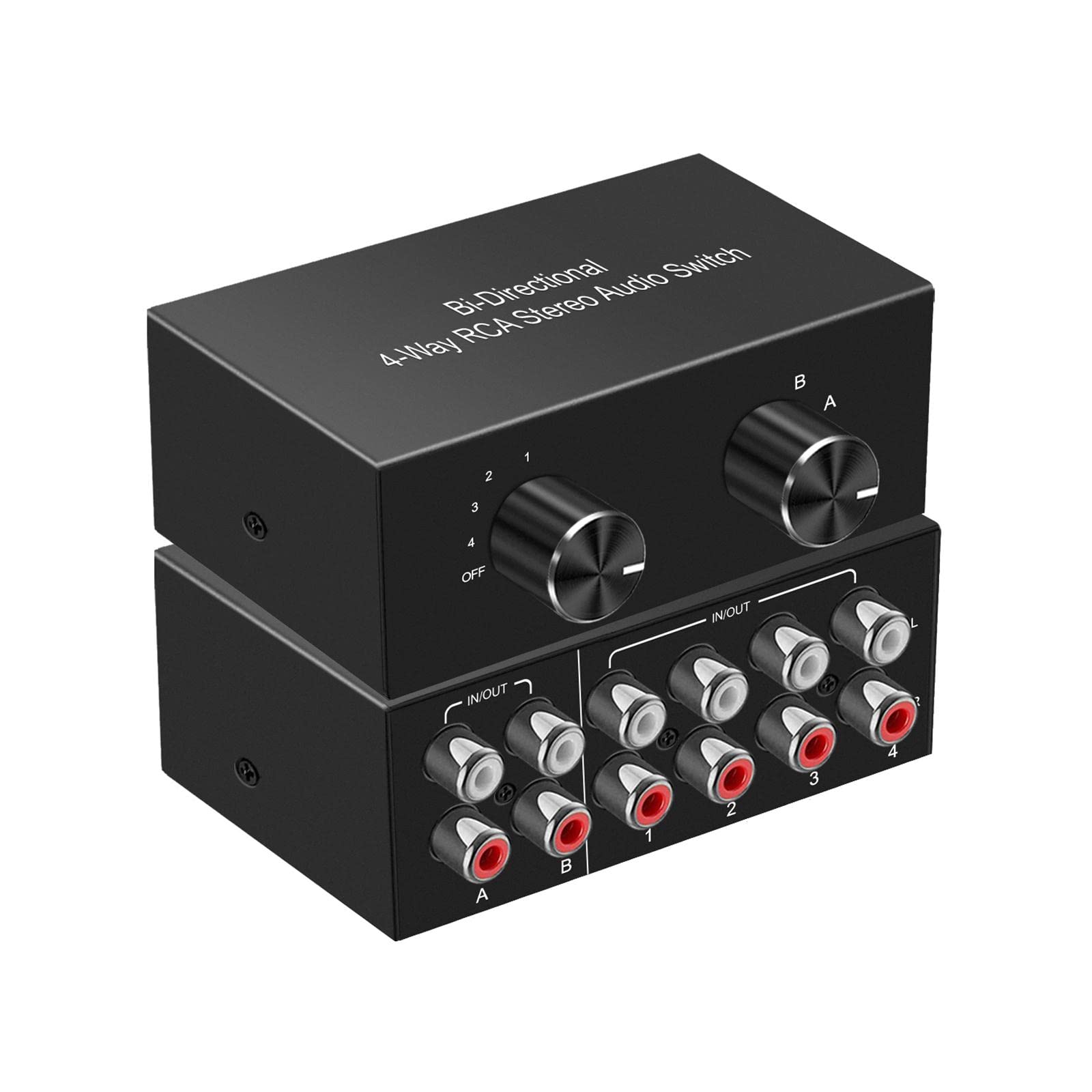 Receptor de Sonido con Conmutador de Audio Estéreo RCA Bidireccional de 4 Vías para Casa