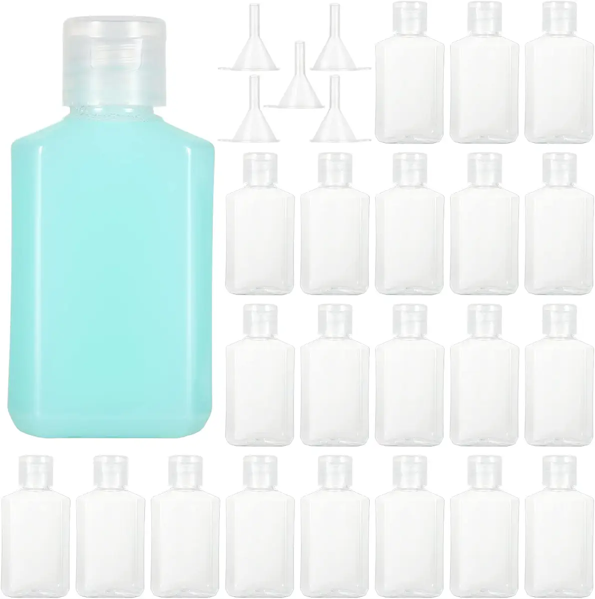APACALI 100PCS Plastic Travel Bottles 2oz Mini Shampoo Bottles Small Empty Bottles Refillable Cosmetic Containers with Flip Cap Clear Portable Small Bottles for Liquid, Lotions, Toner, Body Soap