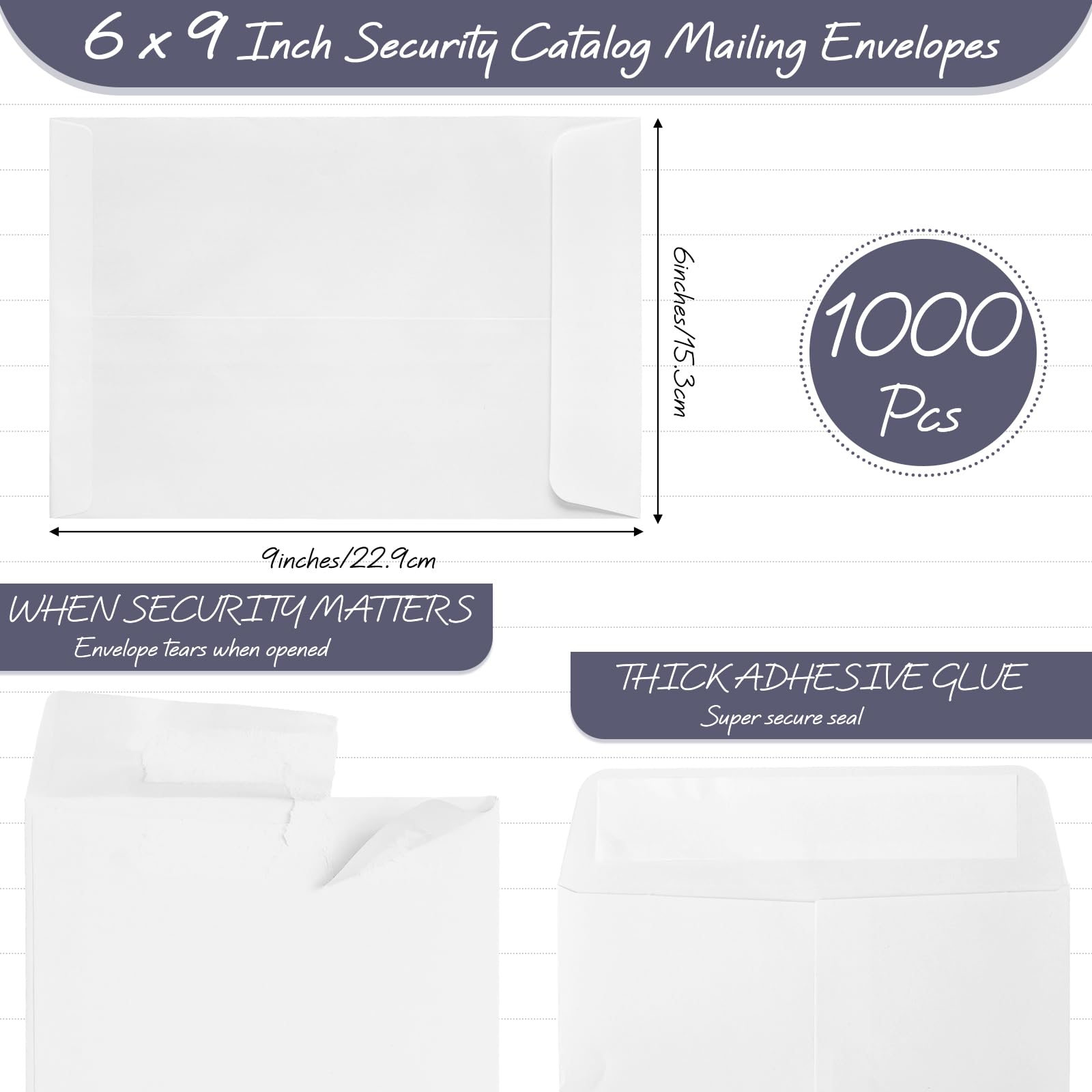 Fuutreo 1000 buste bianche, 15,2 x 22,9 cm, autoadesive, per catalogo postale, con adesivo, per organizzare la posta e l'organizzazione di casa e ufficio
