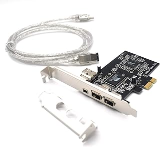PCIe 3 Ports 1394A Firewire Expansion Card, PCI Express (1X) to External IEEE 1394 Adapter Controller (2 x 6 Pin + 1 x 4 Pin) with Low Profile Bracket for Desktop PC and DV Connection