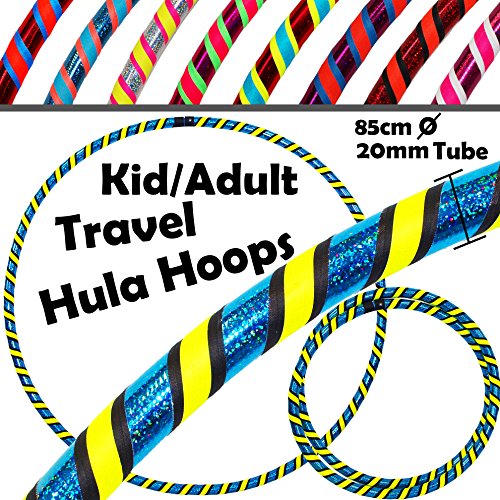 Hula-Hoops für Kinder und Erwachsene, mit Glitzer-Dekoration, 3 Farben, 420 g, Blau / Schwarz / Gelb Cover